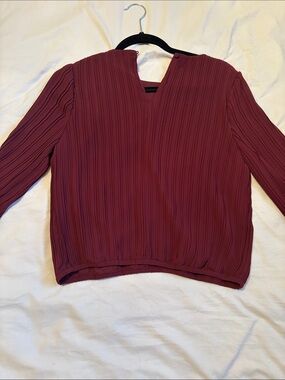 Ricki's Burgundy Pleated V-Neck Blouse